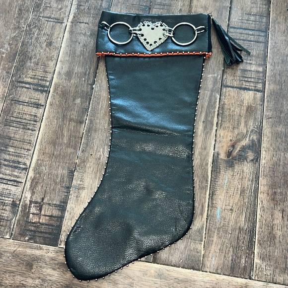 Harley Davidson Black Faux Leather Christmas Stocking - Picture 1 of 5